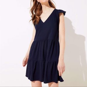 Loft Large Petite Tiered Navy Summer Dress